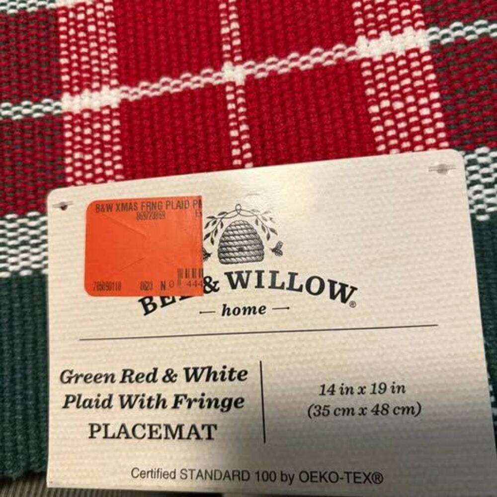 Bee & Willow Red, Green, and White Plaid Placemats - Set of 4